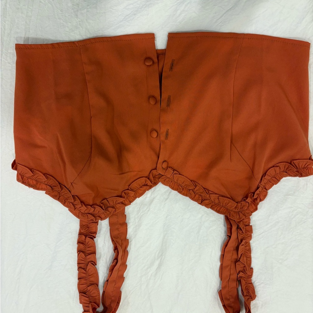 Boohoo Terracotta Ruffled Top